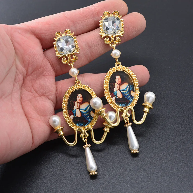 Женские винтажные вечерние жемчужные серьги в стиле барокко, классические серьги-гвоздики ручной работы с кристаллами для женщин и свадеб