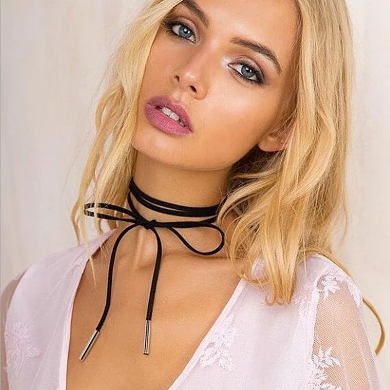 N824-2016-New-Black-Suede-Leather-Cord-Necklace-Fashion-Long-Bow-Choker-Statement-Necklaces-for-Women