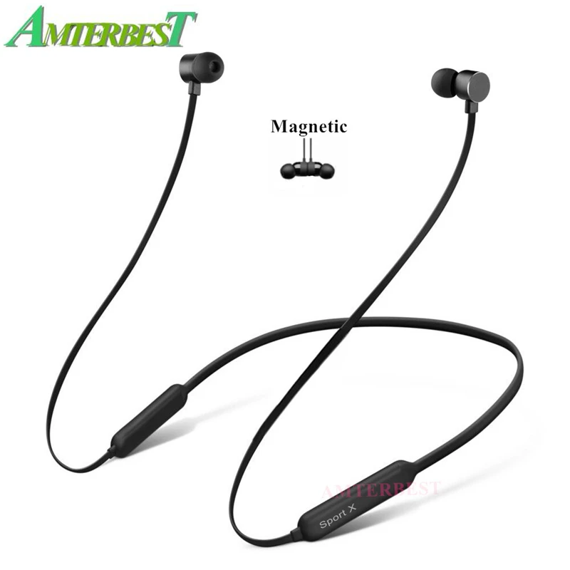 AMTERBEST 3D стерео Bluetooth наушники с шейным ободом спортивные беспроводные магнитная