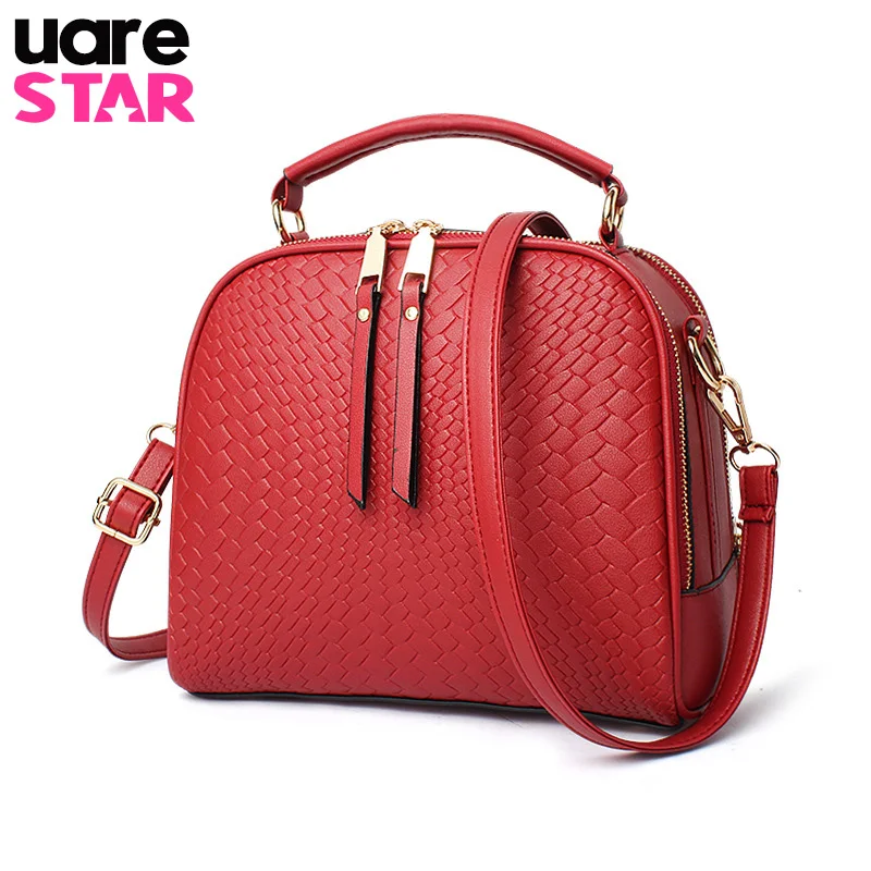 

Fashion Knitting Lines Women Crossbody Bags Small Handbags Leather Famous Brand Female Shoulder Bag Two Zipper Pockets