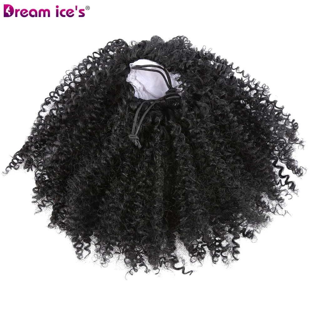 Dream ice's Long synthetic Afro puff kinky curly drawstring ponytail hair extensions Wrap pony with clips in hair pieces