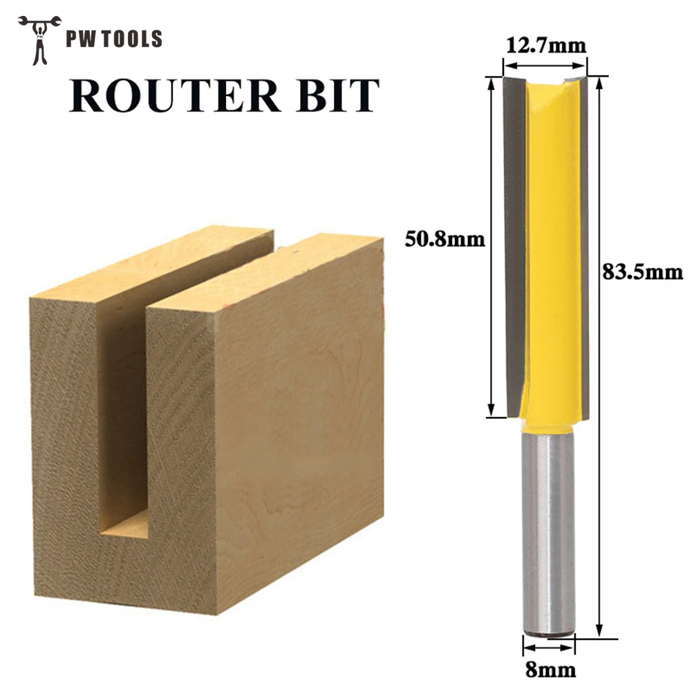 

8 Shank Extra Long Flush Trim Lengthened Straight Router Bit for DIY Wood Working Tools