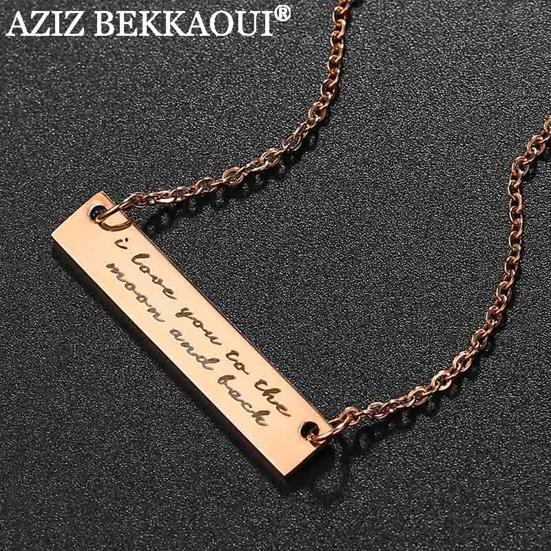 

AZIZ BEKKAOUI Letter I Love You To The Moon and Back Necklaces Engraved Name Necklace Jewelry for Women Accessories Dropshipping