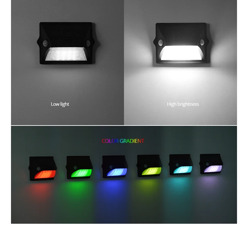 Двойной PIR датчик движения Солнечный светодиодный настенный светильник RGB RGBW водонепроницаемый Открытый Патио Сад свет 180 градусов Лампа с датчиком крыльцо свет