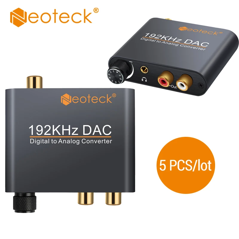 

Neoteck 5 Pcs/Lot Digital to Analog Audio Converter Adapter 192KHZ DAC Digital to Analog R/L Audio Converter Optical To RCA