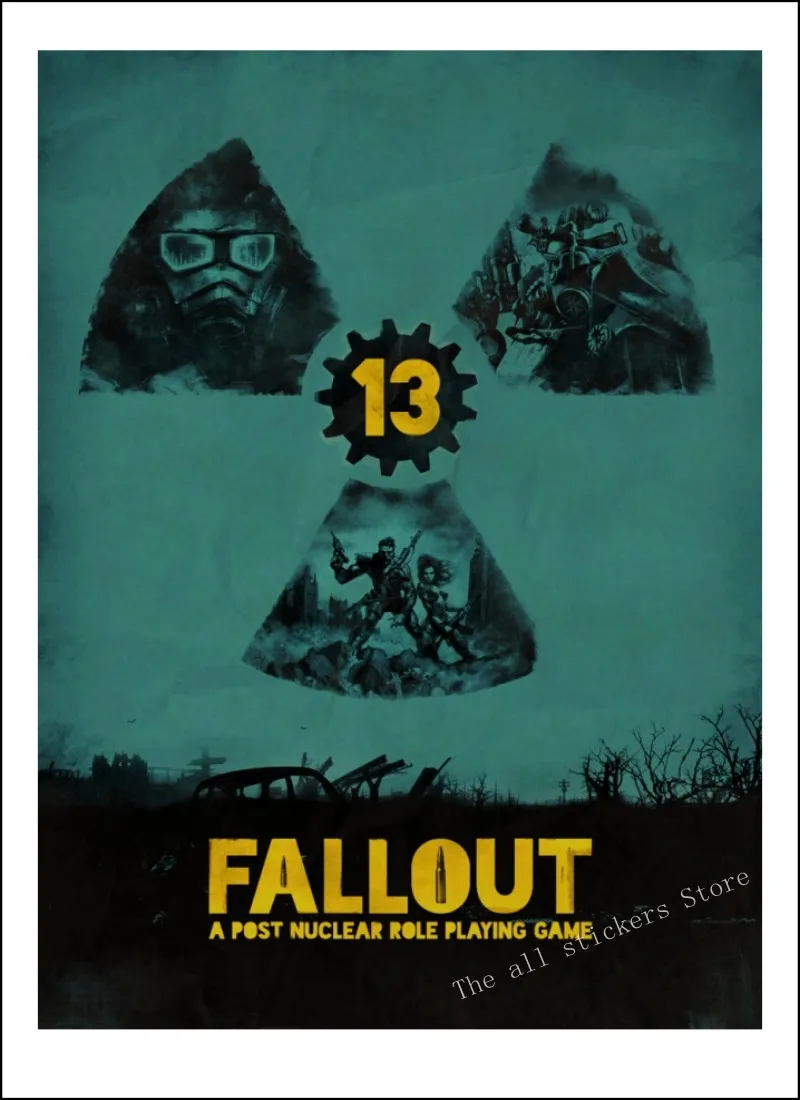 Fallout 3 4 игровой плакат серия Fallout игра Ретро плакат, крафт-бумага для бара кафе домашний декор Настенная роспись/9005 - Цвет: 3