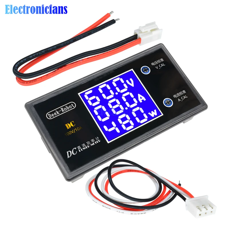 

DC 0-100V 10A Digital Voltmeter Ammeter Wattmeter LCD Display Voltage Current Power Meter Volt Detector Regulator