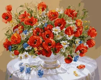 

MaHuaf-W1241 bouquet of poppies Painting by numbers DIY oil coloring by numbers canvas painting for living room