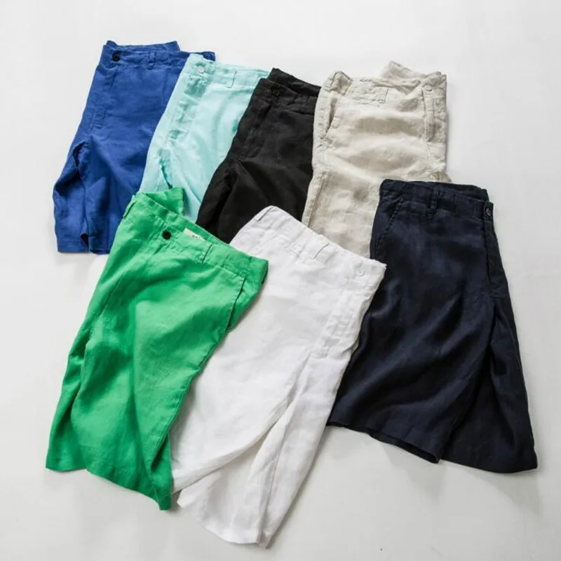 Шорты мужские повседневные модные пляжные из 100% льна летние|shorts casual mens|linen shorts