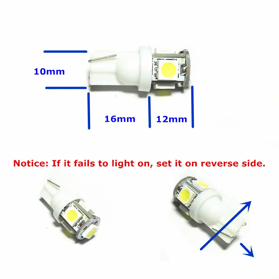 12 V CE светодиодный автомобиль Запасная лампа T10(5*5050 SMD) W5W W2.1X9.5d для сигнальных огней верхнего чтения широкая лампа подсветки