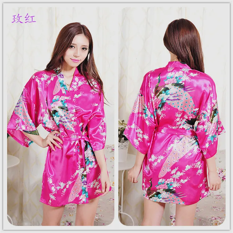 Robe Long Black Robe Wholesale Female Nightgown Pajamas Yellow White Satin Night Robe Silk(China