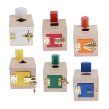 Wooden Montessori Materials Lock Exercises for Preschool Early Learning Toy, for Kids Toddlers Early Development