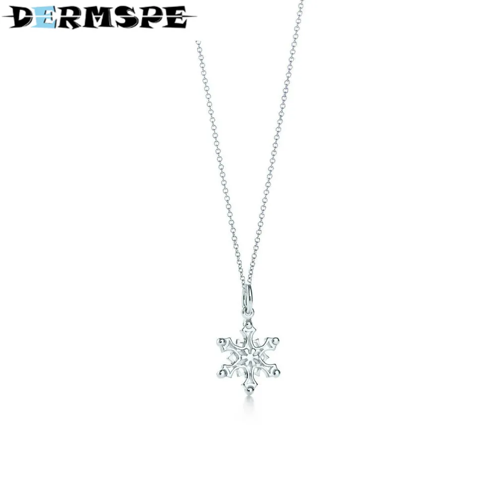 

DERMSPE S925 TiffanySilver Snowflake charm and chain Fashion pendant 925 Sterling Silver Pendant Clavicle Ms. Clavicle Necklace