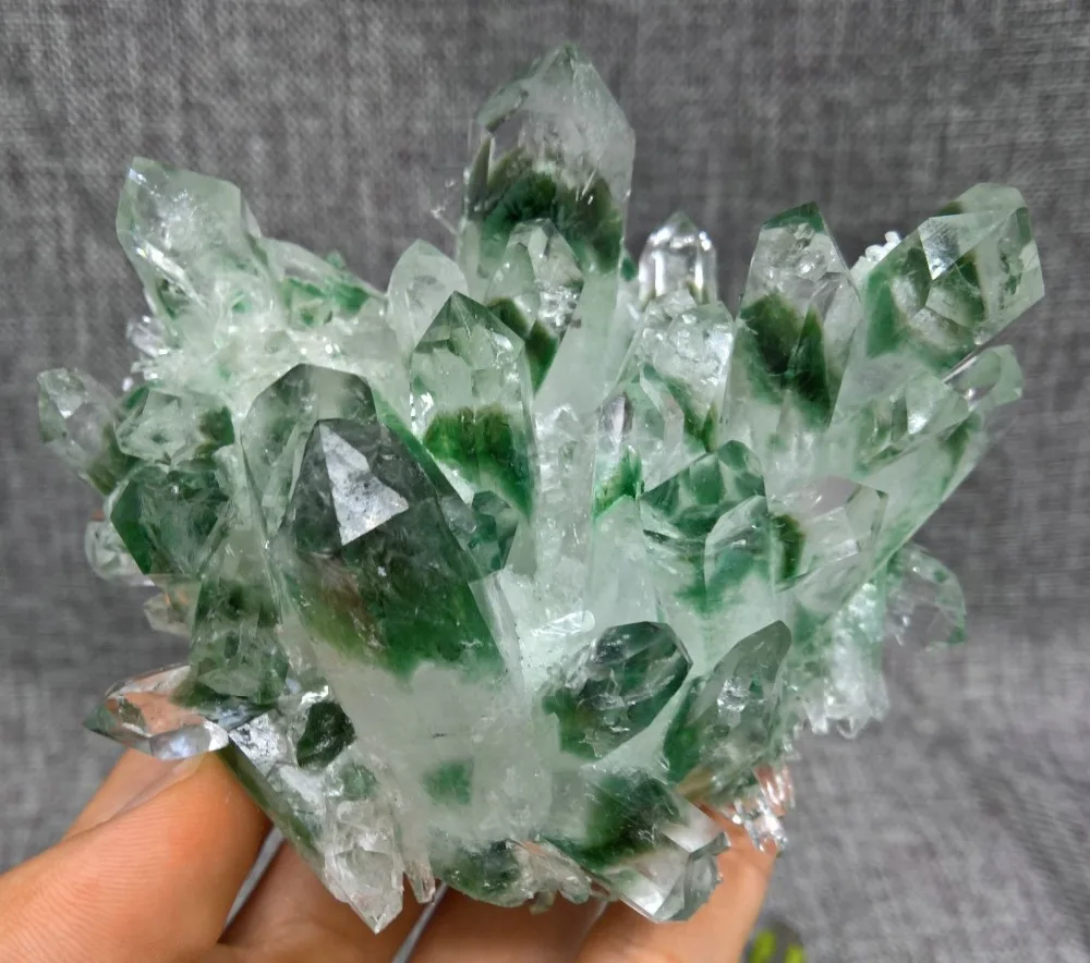 

590g natural crystal mineral green ghost crystal cluster energy healing