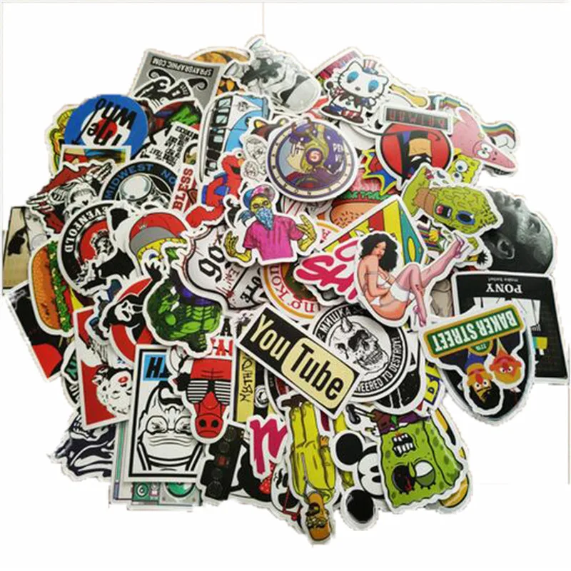 New 200Pcs No Repeats DIY Graffiti Sticker Bomb Decal Car Motorcycle Suitcase Laptop Covers Stickers Bomb Accessories Kids Toys