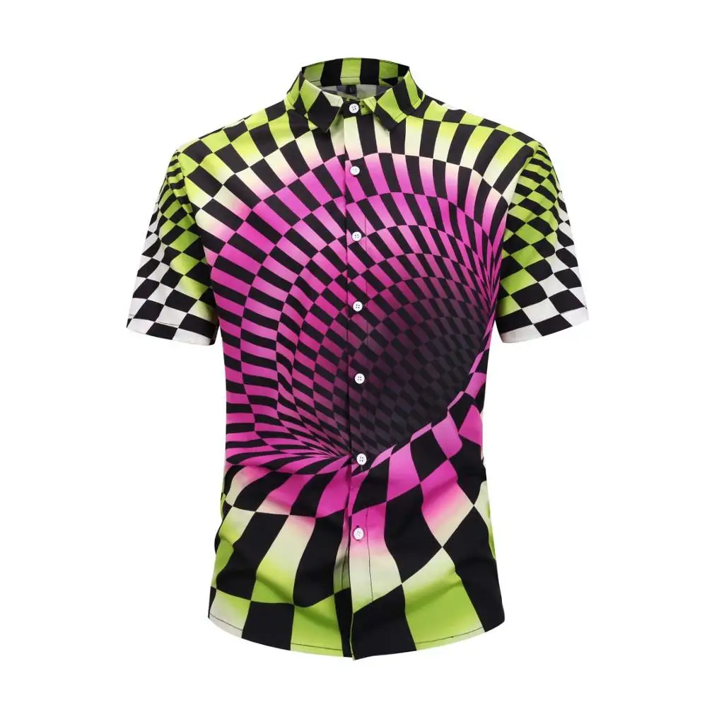 

Vertigo Hypnotic Summer Fashion Mens Shirt Slim Fit Short Sleeve Floral Shirt Mens Clothing Trend Mens Casual Flower Shirts