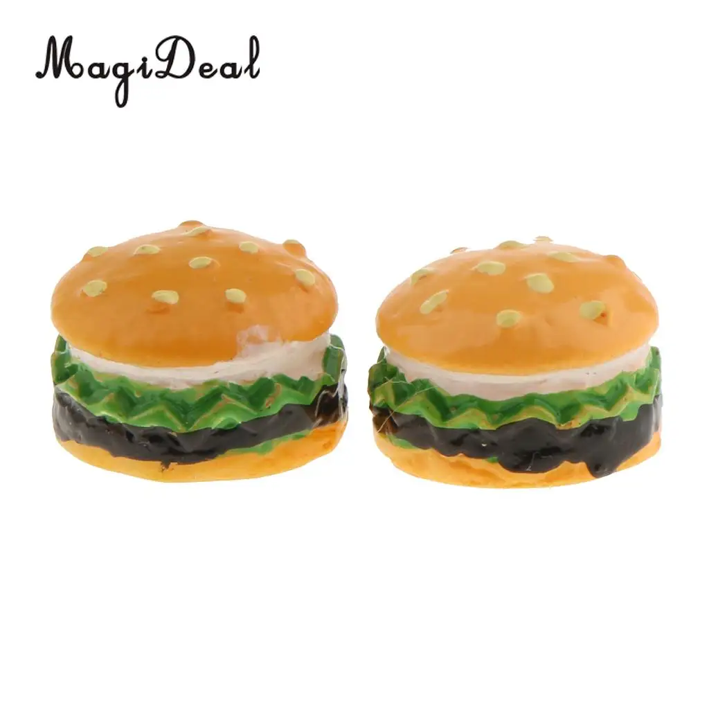 10Pcs/Lot Resin 1/12 Scale Hamburgers Bakery Dollhouse Miniature Store Breakfast Fast Food Kitchen Decor Children Toys 1.5cm
