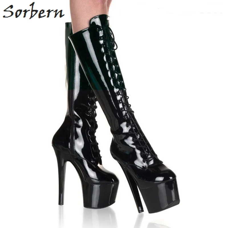 

Sorbern Knee Length Boots For Women Plus Size China 35-46 Lace Up 20cm Heels Boots For Ladies Party Boot Platform Shoes