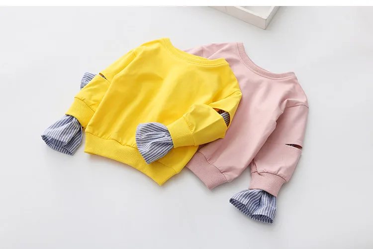 2018 Spring Autumn 2-10 11 12 Years Old Teenager Children Patchwork Fake 2 Pcs Baby Kids Basic Sweatshirt For Girls 11 12 Years (11)