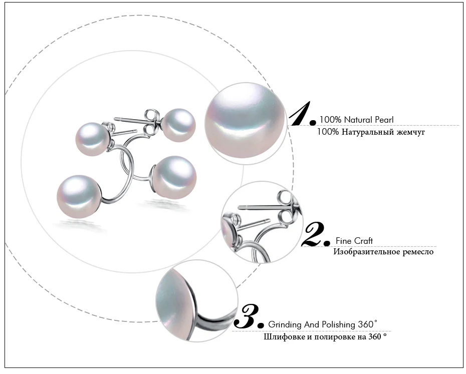 FENASY жемчужные серьги для женщин, мода естественный пресноводный бусы Винтаж Двойной жемчуг 10-11 мм и 8-9 мм серьги стержня