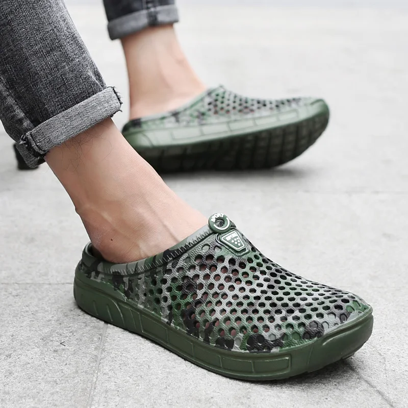 Summer Croc Clogs Slip On Garden Camouflage Green Beach Sandals Flip