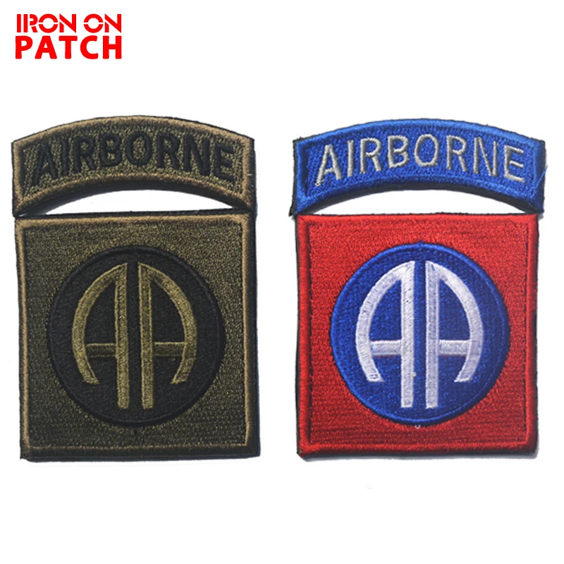 

2pc US 82ND airborne patches tactical military special forces armband Hook & Loop insignia embroidered for cloth jacket