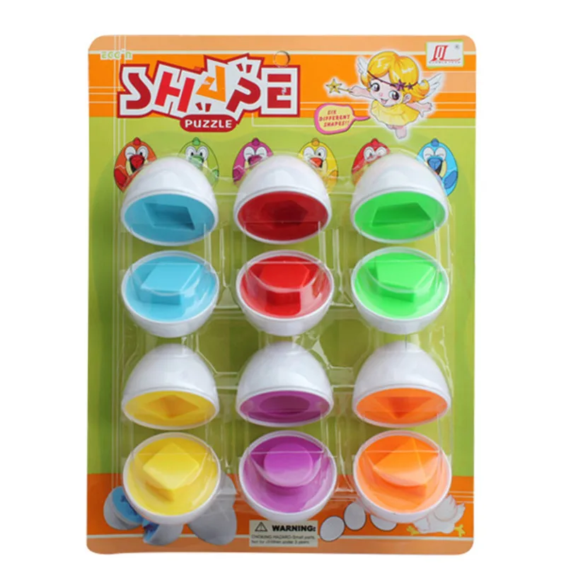 12Pcs set Learning Education font b Toys b font Mixed Shape Wise Pretend Puzzle Smart Eggs