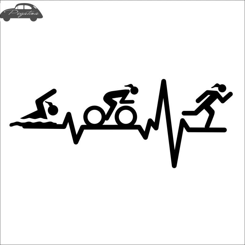 Pegatina Woman PulseTriathlon Sticker Swimming Run Bike Cycling Car Decal Posters Vinyl Wall Decor Mural Sticker
