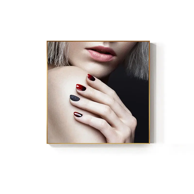 Мода сексуальная девушка губы алмаз стены Искусство ногтей Красота плакат печать Современная Картина на холсте для гостиной дизайн ногтей стол салон - Цвет: Sexy nails art A