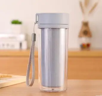 Креативная пшеничная соломенная ручная чашка двухслойная кружка пластиковая портативная Мужская и женская чашка для воды Студенческая милая пара чашка - Цвет: as