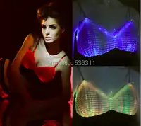 fashion Luminous clothing led Bra shorts for Night Club Led luminous sexy Women tops Led luminous Bras sexy lingerie