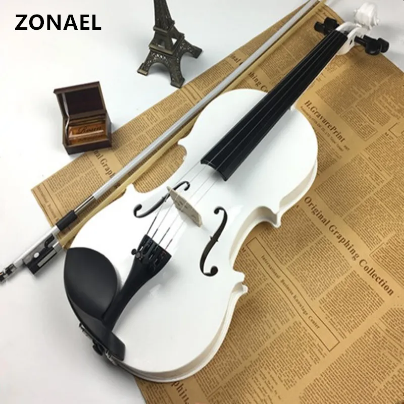 ZONAEL 4/4 كامل حجم الطبيعي الصوتية كمان كمان مع حالة القوس الصنوبري الموسيقية أداة الزيزفون v001