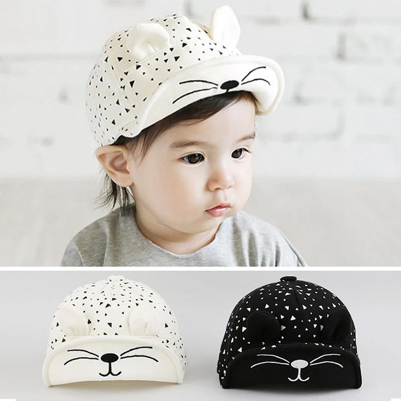 

Cute Summer Baby Hat Cartoon Cat Ear Baseball Cap Kid Boys Girls Casual Adjustable Sun Hats Caps