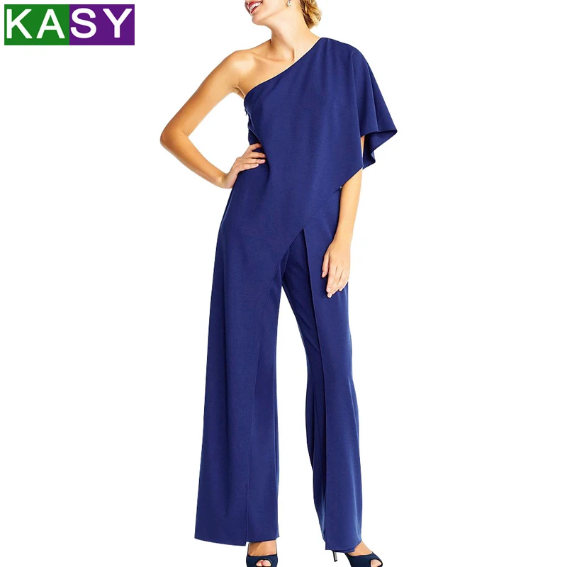 

Women Elegant High Waist Long Wide-Leg Jumpsuits Rompers Plus Size 2019 Sexy Prom Clubwear One Shoulder Bodycon Palazzo Jumpsuit