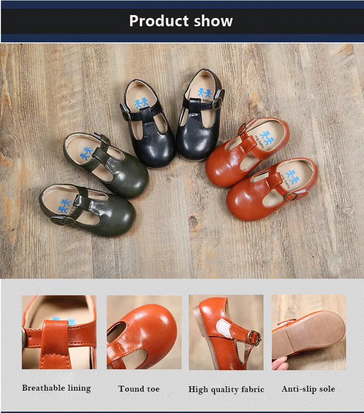 Kalupao Children Shoe British Style Toddler Boy Leather Shoes Kids Cow Muscle Soft Sole Leather Single Shoes Baby Girls Footwear (6)
