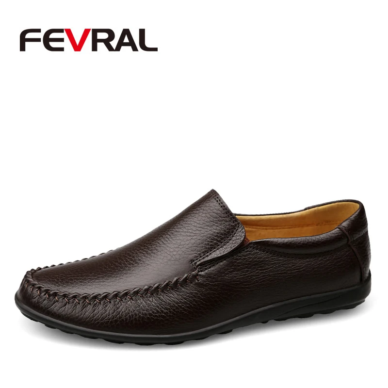 

FEVRA Brand Summer Soft Moccasins Men Fashion Loafers High Quality Genuine Leather Shoes Men Flats Driving Shoes Plus Size 37~47