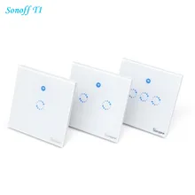 ITEAD Sonoff T1 панель, британский стандарт Smart Wifi выключатель света 1 2 3 банды Беспроводной RF/APP/сенсорный переключатель управления работа с Alexa Google home