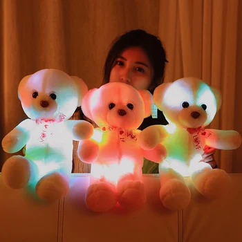 

1pc New Arrival 35cm Colorful Glowing Teddy Bear Luminous Plush Toys LED Bear Stuffed Animal Creative Lovely Gifts for Kids Girl