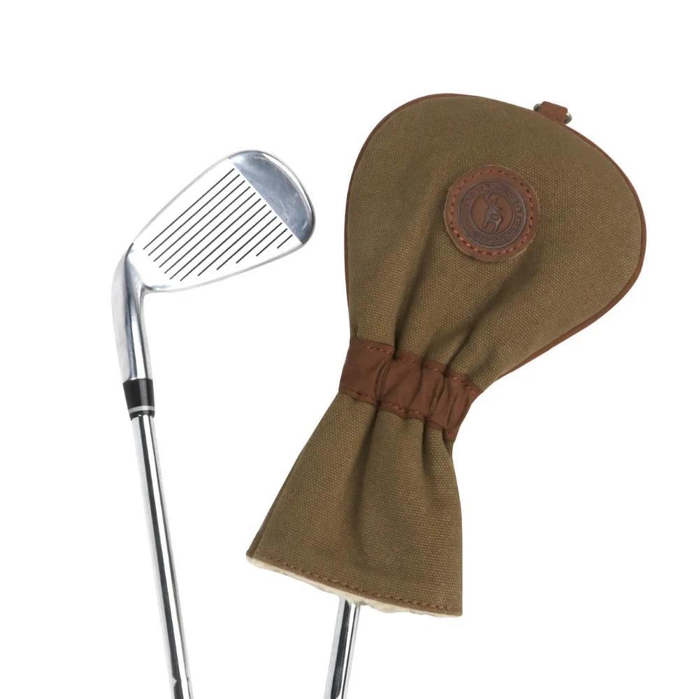 

Tourbon Canvas Golf Club Head Cover Faux Fleece Padded Protector Carrier Bag Interlayer Cover 23CM