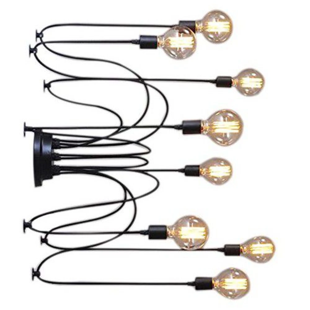  8 Pcs Lights Vintage Edison Lamp Shade Multiple Adjustable DIY Ceiling Spider Lamp Pendent Lighting