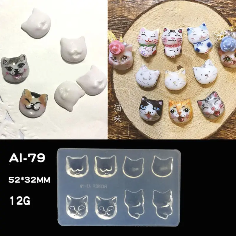 

JAVRICK DIY Silicone Mold 3D Cat Rabbit Wing Square Resin Mold Jewelry Tools