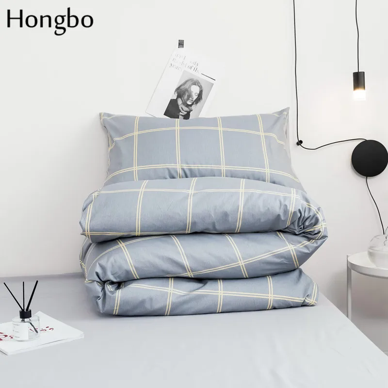 Hongbo весенний Комплект постельного белья серая решетка стиль креативность пространство пододеяльник комплект пододеяльников простыня наволочка Королева