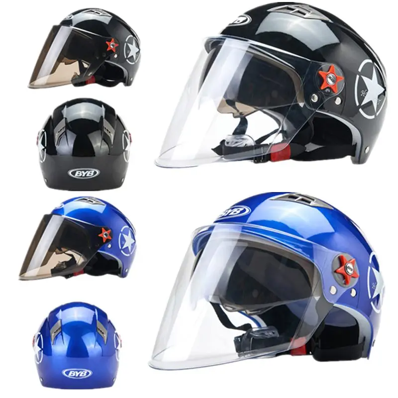 

Riding Bicycle Safety Caps for Daily Scooter Motorbike Snowboard Cycling Windproof Sunscreen Visor Double Lens Moto Helmets Men