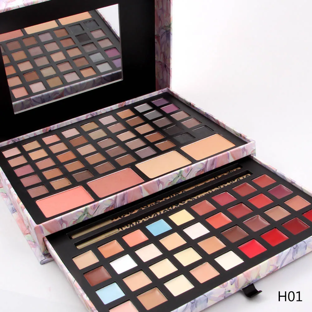 

Professional Makeup Palette In Pink Box With Eyeshadow Concealer Contouring Powder Lip Gloss For Makeup Artist