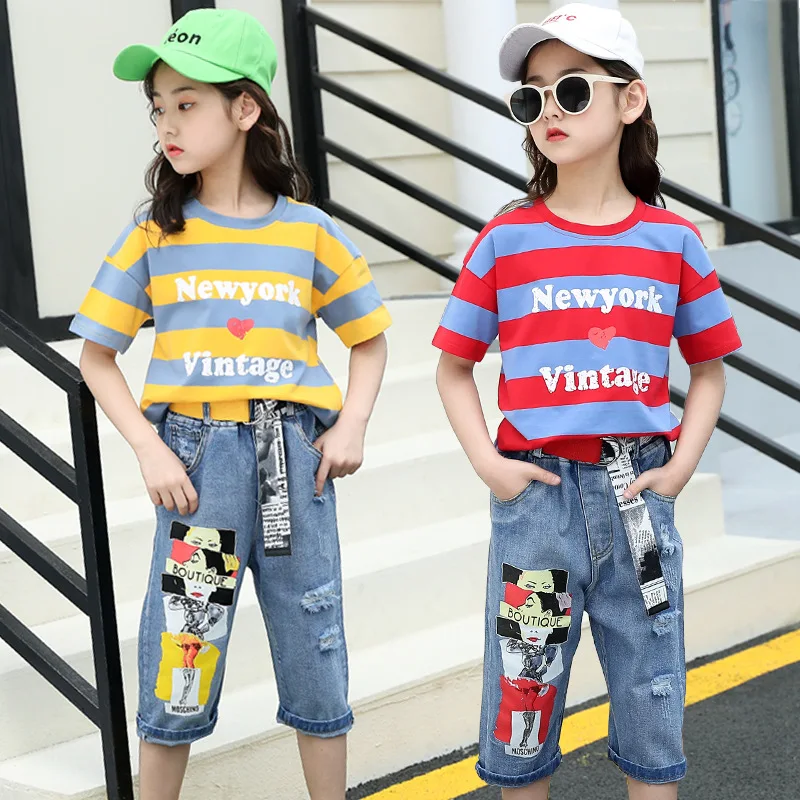 

Children Clothing Summer Girls Clothes 2pcs Outfits Kids Clothes For Girls Sport Suit Teenage Girls Clothing Sets 6 8 10 12 Year