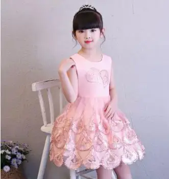 

summer pink Girls Dresses ball gown Dress Wedding Pageant Outfits Princess Party Dress Girls Clothes For 4-12 Y clothing
