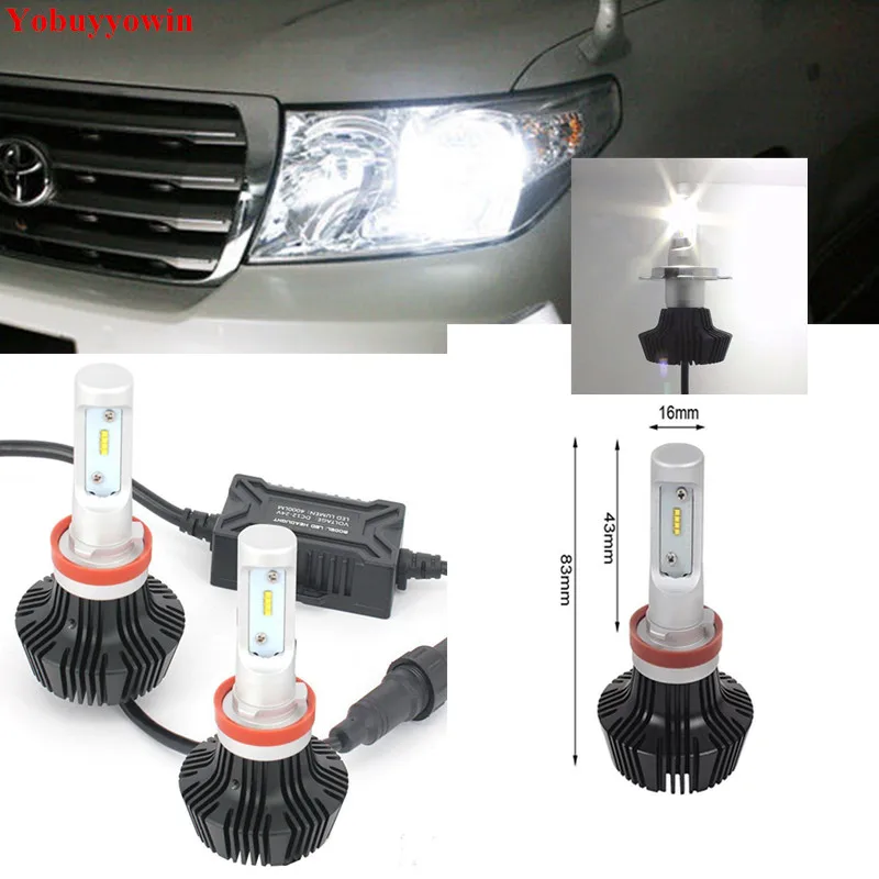 

New Pair H11 8000Lm For Philips Lumiled ZES Chip 80W LED Bulbs for Toyota LandCruiser 200 low beam headlights Fog Lights