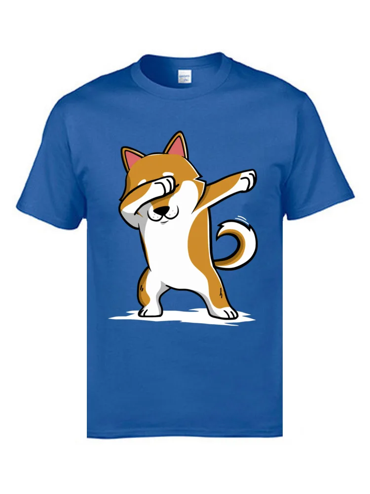 Dabbing Shiba Inu Funny 1877 Prevailing Group Tops & Tees O-Neck Fall Cotton Short Sleeve T Shirt for Men Casual T-Shirt Dabbing Shiba Inu Funny 1877 blue