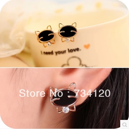 

Es161 retro jewelry lovely rhinestone earrings Cat