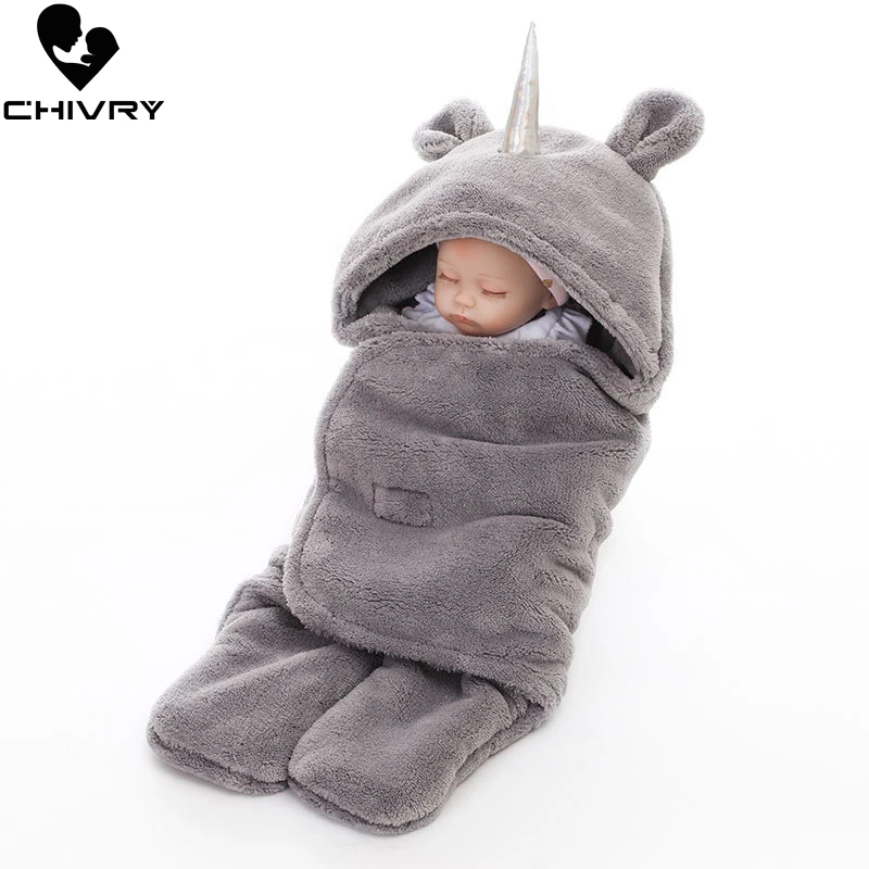 

Baby Unicorn Blankets Newborn Infant Baby Boy Girls Sleeping Blanket Winter Double Layer Wrap Solid Fleece Bedding Blanket